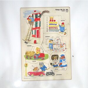 Vintage 1987 Richard Scarry Things We Do 7 Piece Golden Tray Puzzle Busytown